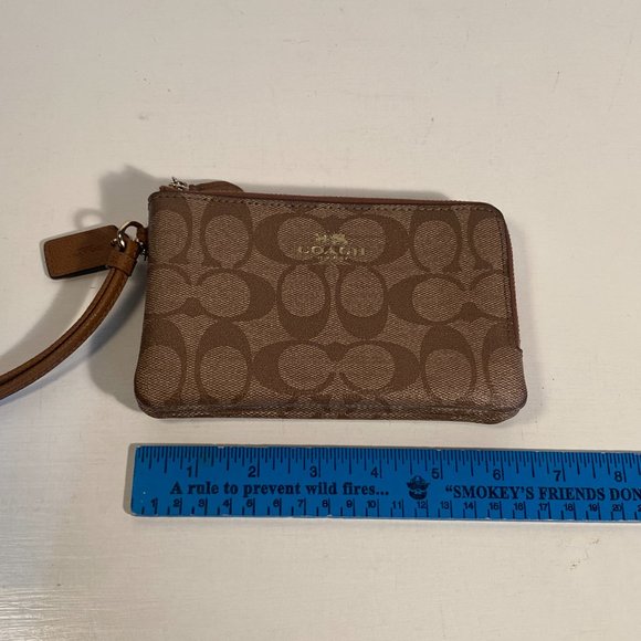 Coach Signature Coated Logo Double Zip Wallet Wristlet - Picture 8 of 8